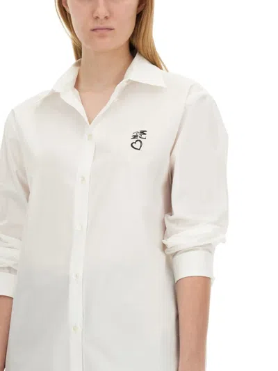 Moschino Cotton Shirt With Long Sleeves And Regular Fit In White