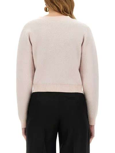 Nina Ricci Regular Fit Mohair Blend Cardigan In Neutrals