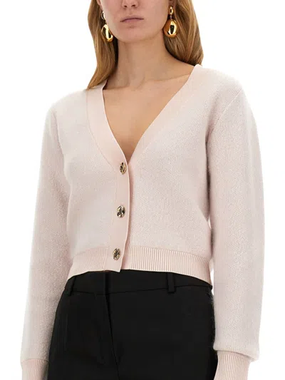 Nina Ricci Regular Fit Mohair Blend Cardigan In Neutrals