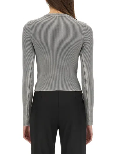 Diesel Woman Sweater Grey Size M Cotton In Grey