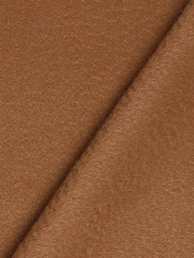 Max Mara Cashmere Scarf With Embroidered Logo And Fringe Detail In Brown