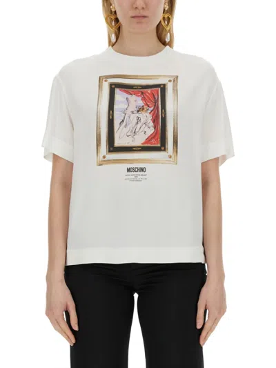 Moschino Couture Enver Satin Blouse Still Life With Heart In White
