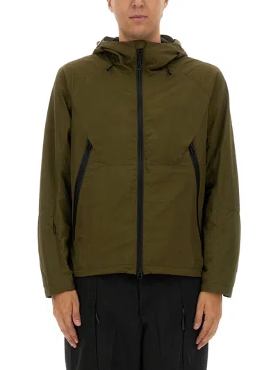 Jg1 Textured Nylon Hooded Jacket In Green