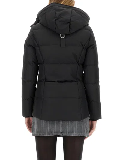 Moose Knuckles Puffy Black Jacket With High Collar In Black