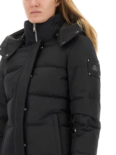 Moose Knuckles Puffy Black Jacket With High Collar In Black