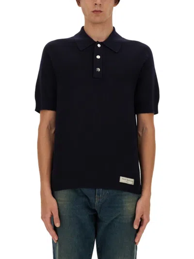 Balmain Label Polo Shirt In Blue