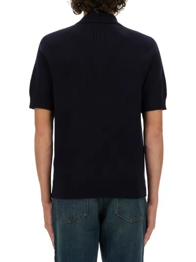 Balmain Label Polo Shirt In Blue