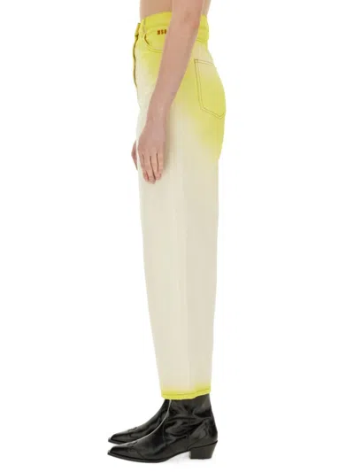 Msgm Cotton Jeans In Yellow
