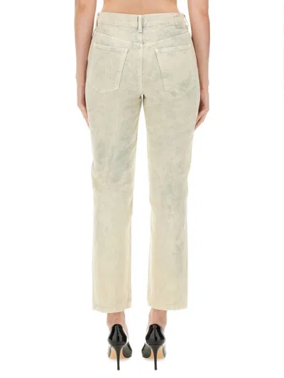 Moschino Faded Wash Cropped Jeans In Neutrals
