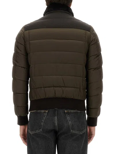 Moorer Quilted High Collar Jacket With Front Pockets In Green