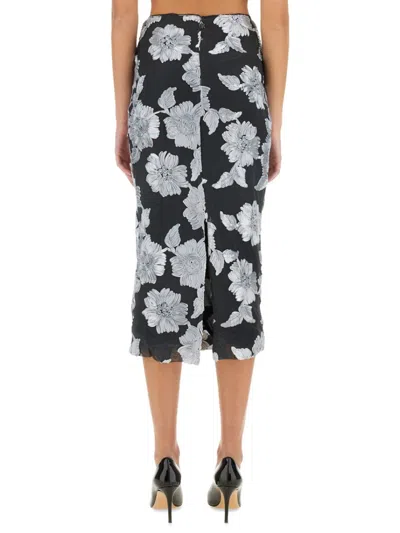 Rotate Birger Christensen Multicolor Skirt With All-over Floral Motif In Black