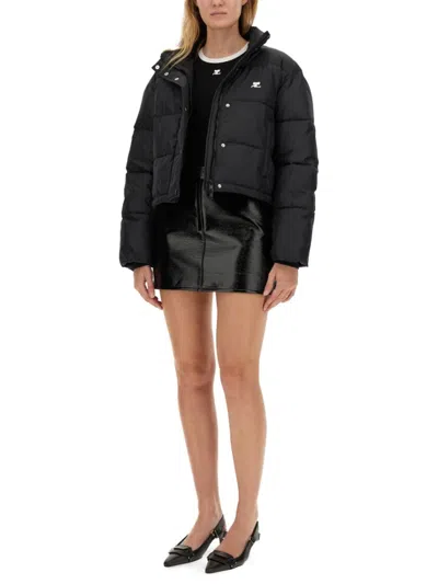 Courrèges Courreges Women Down Jacket With Logo In Black