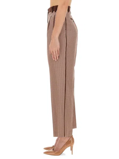 Ps By Paul Smith Ps Paul Smith Pleat Detailed Check Patterned Trousers In Brown