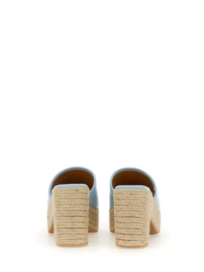 Moschino Denim-inspired Slide Sandals With Espadrille-style Sole In Blue