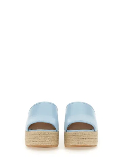 Moschino Denim-inspired Slide Sandals With Espadrille-style Sole In Blue