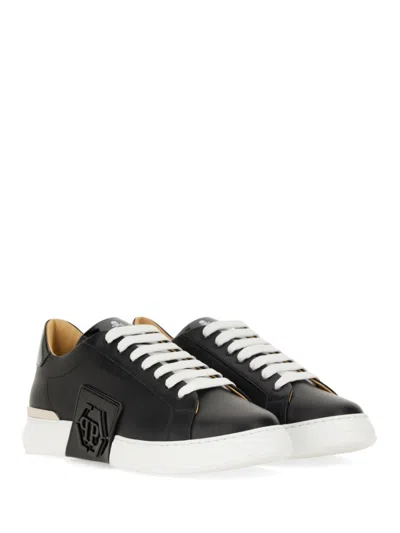Philipp Plein Black Calf Leather Sneakers In Black