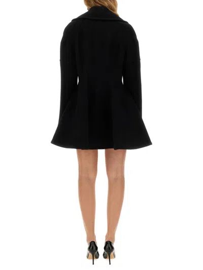 Nina Ricci Cinched Waist Coat In Wool In Black