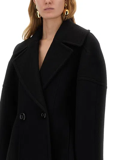 Nina Ricci Cinched Waist Coat In Wool In Black