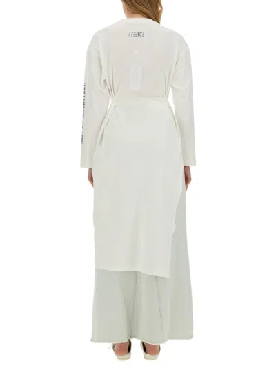 Mm6 Maison Margiela Numbers-motif Long T-shirt In White