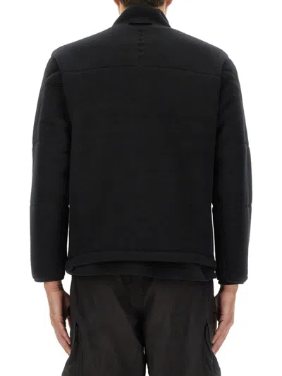 And Wander High-collared Fleece Pullover With Textured Finish In Black