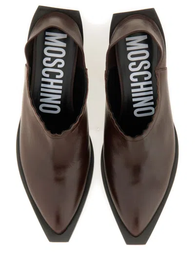 Moschino Women's Shootie Cuban Heel In Brown