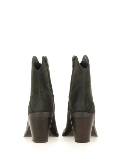 Ash Judy Texan Ankle Boots In Grey Suede In Green