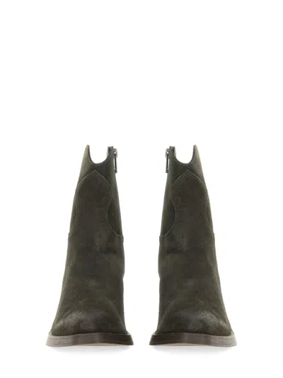 Ash Judy Texan Ankle Boots In Grey Suede In Green
