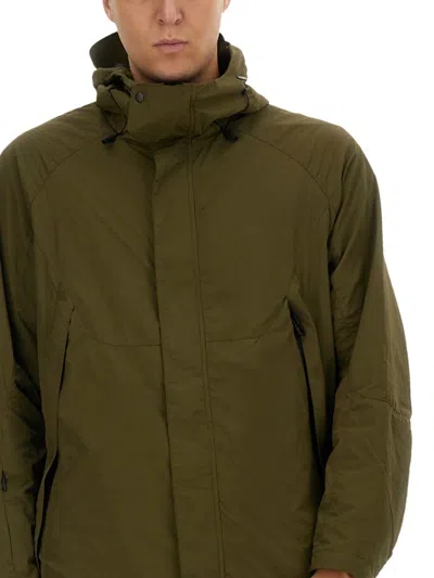 Jg1 Long Green Nylon Parka With Design In Green