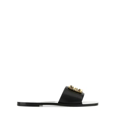 Givenchy 4g Black Flat Slides In Black
