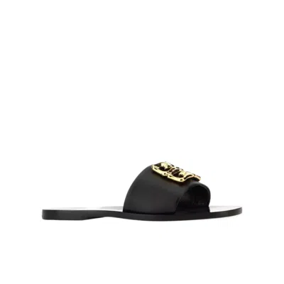 Givenchy 4g Black Flat Slides In Black