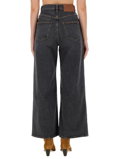 Etro Wide Leg Jeans With Belt Loops And Contrast Stitching In Black
