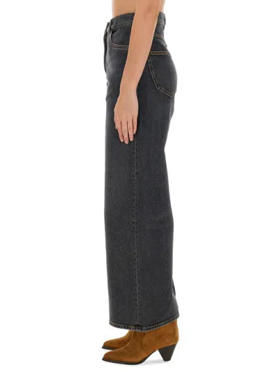 Etro Wide Leg Jeans With Belt Loops And Contrast Stitching In Black