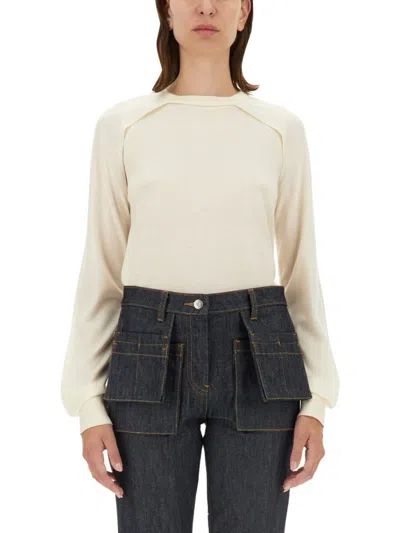 Helmut Lang Relaxed-fit Wool And Silk Blend Top In Neutrals