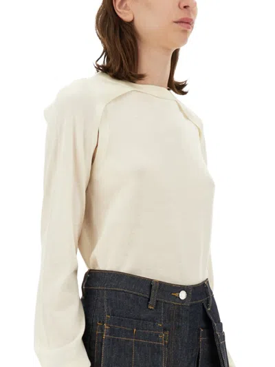 Helmut Lang Relaxed-fit Wool And Silk Blend Top In Neutrals