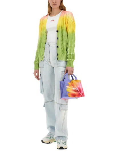 Msgm Cargo Denim Trousers In Blue