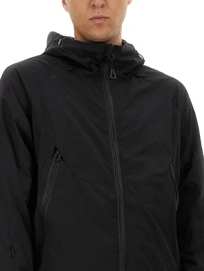 Jg1 Textured Nylon Hooded Jacket In Black