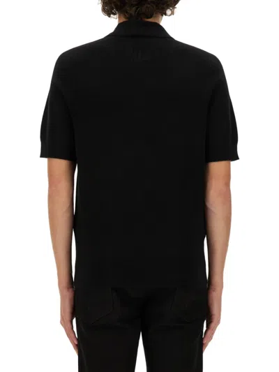 Balmain Label Polo Shirt In Black