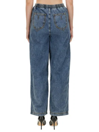 Moschino Wide-leg Denim Trousers With High Waist In Blue