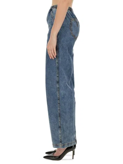 Moschino Wide-leg Denim Trousers With High Waist In Blue