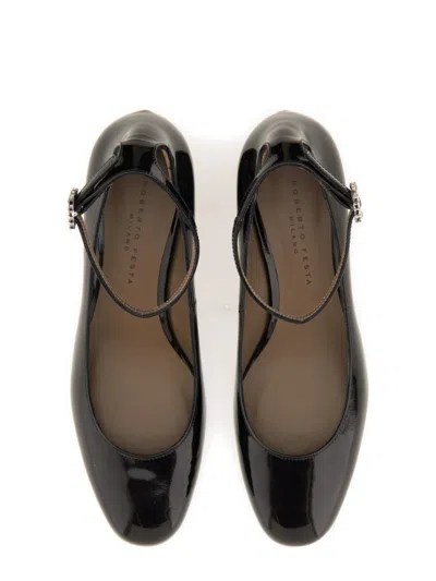 Roberto Festa Margot Mary Jane Flats In Black