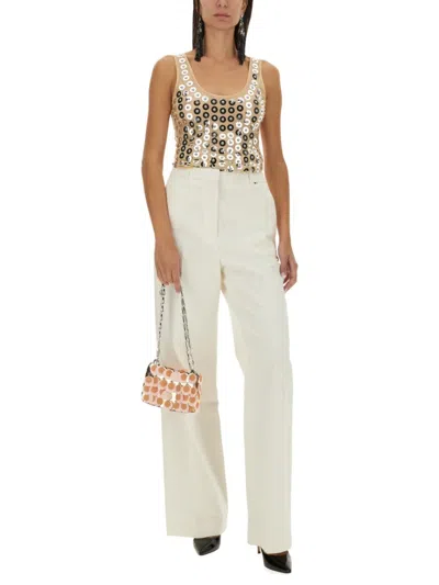 Rabanne Second Skin Top With Circular Embellishments In Neutrals