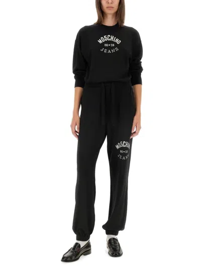 Moschino Logo Drawstring Waist Jogging Pants In Black