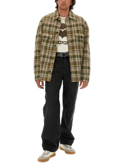 Isabel Marant Checkered Knit Jacket Brushed Finish In Brown