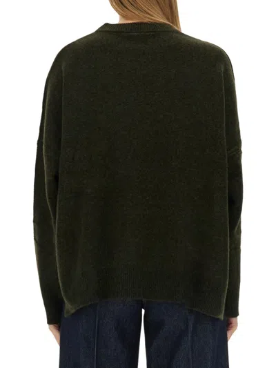 Aspesi Relaxed Fit Green Wool Jersey Sweater In Green