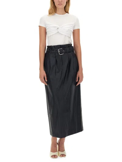 Rotate Birger Christensen Rotate High-waisted Braided Skirt With Structured Silhouette In Black