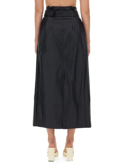 Rotate Birger Christensen Rotate High-waisted Braided Skirt With Structured Silhouette In Black