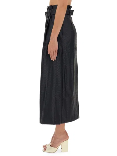 Rotate Birger Christensen Rotate High-waisted Braided Skirt With Structured Silhouette In Black