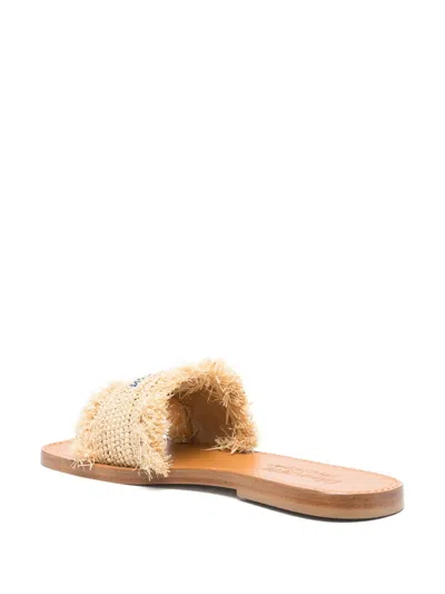 Dsquared2 Summer Lovers Natural Rafia Flat Sandals In Neutrals