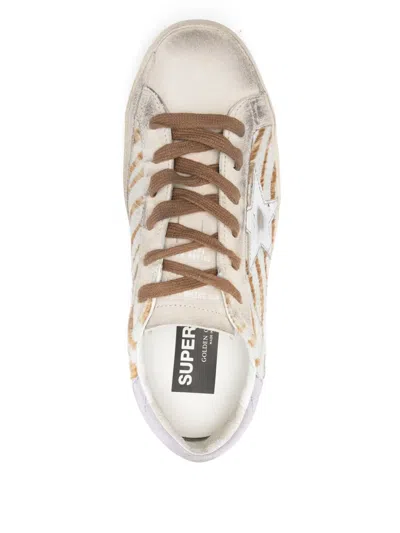 Golden Goose Super-star Zebra Horsy Upper Suede Toe And Heel Laminated Star Sneakers Multicolor In Neutral