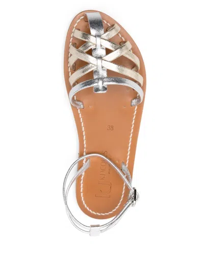 Kjacques K.jacques Cyrenia Two-tone Metallic Sandals Shoes In Silver